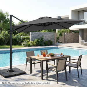 11 x 9 FT Cantilever Patio Umbrella with 360° Rotation and Easy Tilt Adjustment-Gray view 3