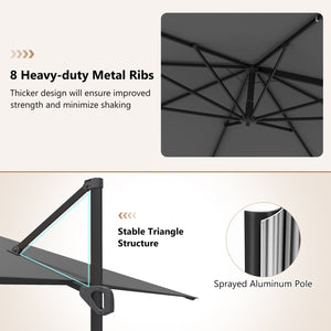 11 x 9 FT Cantilever Patio Umbrella with 360° Rotation and Easy Tilt Adjustment-Gray view 6