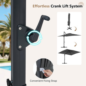 11 x 9 FT Cantilever Patio Umbrella with 360° Rotation and Easy Tilt Adjustment-Gray view 9