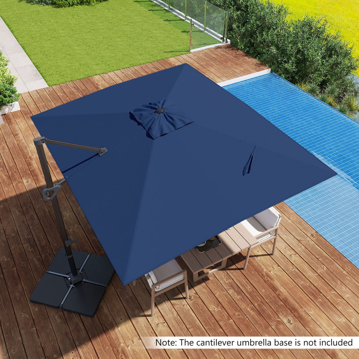 11 x 9 FT Cantilever Patio Umbrella with 360° Rotation and Easy Tilt Adjustment-Navy view 2