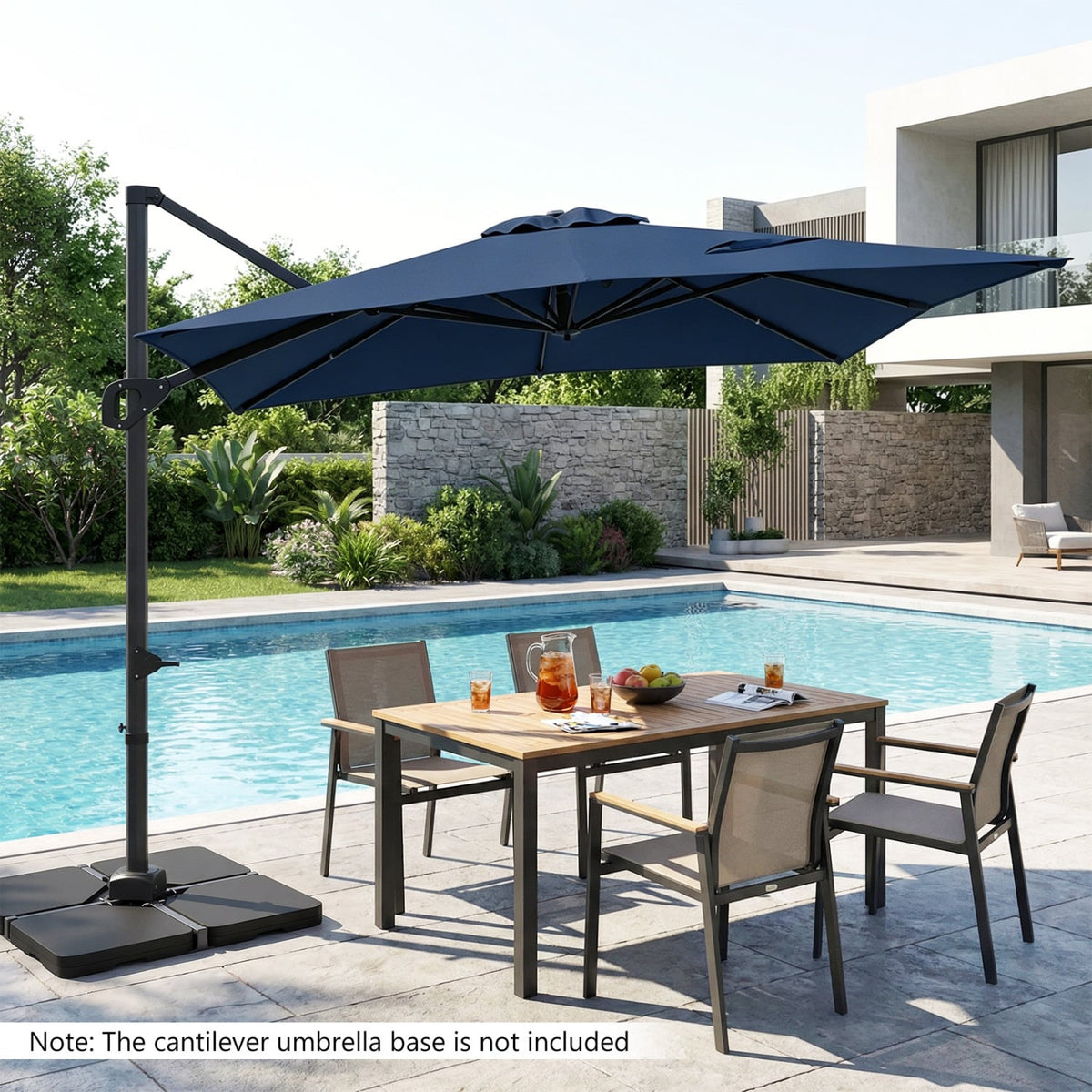11 x 9 FT Cantilever Patio Umbrella with 360° Rotation and Easy Tilt Adjustment-Navy view 3