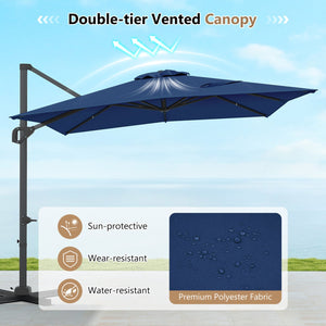 11 x 9 FT Cantilever Patio Umbrella with 360° Rotation and Easy Tilt Adjustment-Navy view 7