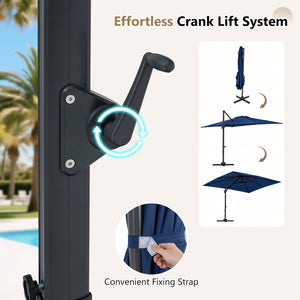 11 x 9 FT Cantilever Patio Umbrella with 360° Rotation and Easy Tilt Adjustment-Navy view 9
