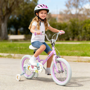 12/14/16/18 Inch Kids Bike Adjustable for 3-8 Years Old Children Purple - Stars & Moon-16 inch view 2