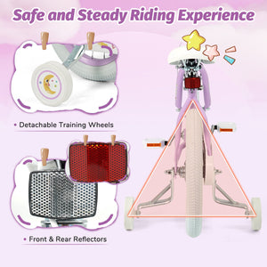 12/14/16/18 Inch Kids Bike Adjustable for 3-8 Years Old Children Purple - Stars & Moon-16 inch view 7