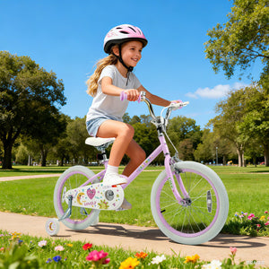 12/14/16/18 Inch Kids Bike Adjustable for 3-8 Years Old Children Purple - Stars & Moon-18 inches view 2