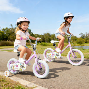 12/14/16/18 Inch Kids Bike Adjustable for 3-8 Years Old Children Purple - Stars & Moon-18 inches view 3