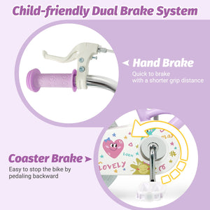 12/14/16/18 Inch Kids Bike Adjustable for 3-8 Years Old Children Purple - Stars & Moon-18 inches view 5