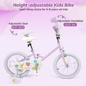 12/14/16/18 Inch Kids Bike Adjustable for 3-8 Years Old Children Purple - Stars & Moon-18 inches view 6