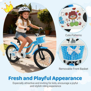 12/14/16/18 Inch Kids Bike with Training Wheels and Basket Navy Color-18 inches view 8