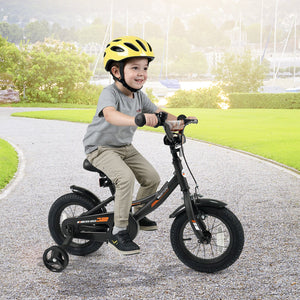 12/14/16/18 Inches Kids Bike with Removable Training Wheels and Adjustable Seatfor 3-8 Years Old Black-12 inches view 2