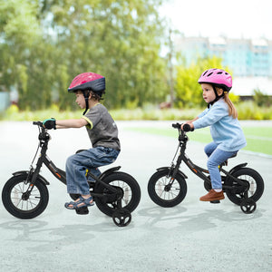 12/14/16/18 Inches Kids Bike with Removable Training Wheels and Adjustable Seatfor 3-8 Years Old Black-12 inches view 3