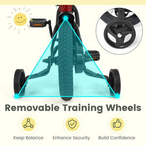 12/14/16/18 Inches Kids Bike with Removable Training Wheels and Adjustable Seatfor 3-8 Years Old Black-12 inches view 7