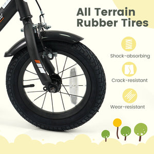 12/14/16/18 Inches Kids Bike with Removable Training Wheels and Adjustable Seatfor 3-8 Years Old Black-12 inches view 8