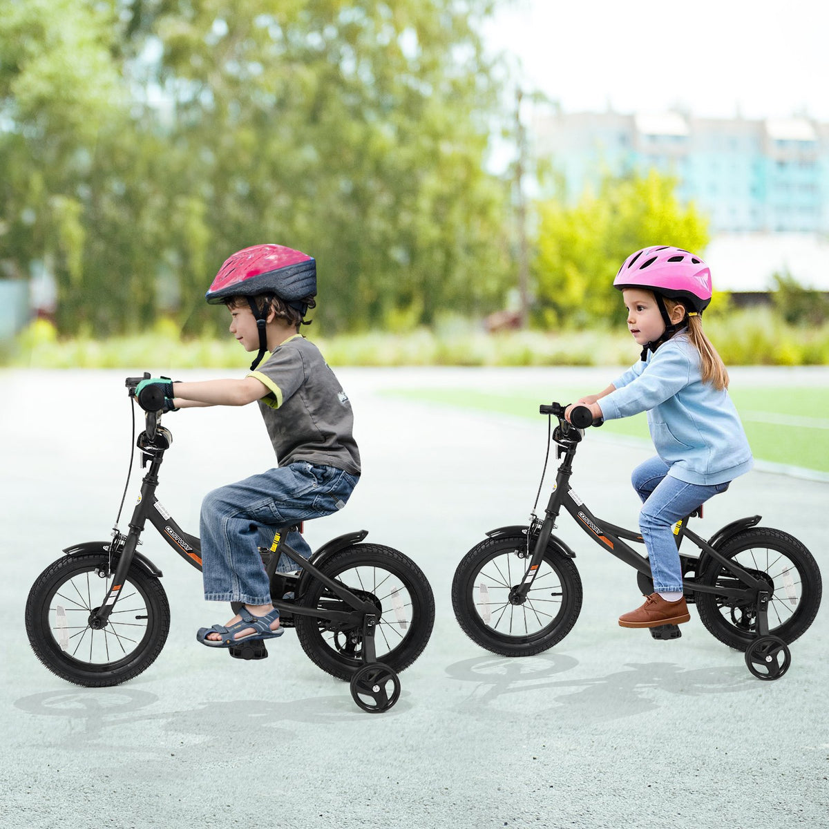 12/14/16/18 Inches Kids Bike with Removable Training Wheels and Adjustable Seatfor 3-8 Years Old Black-14 inches view 3