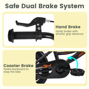 12/14/16/18 Inches Kids Bike with Removable Training Wheels and Adjustable Seatfor 3-8 Years Old Black-14 inches view 5