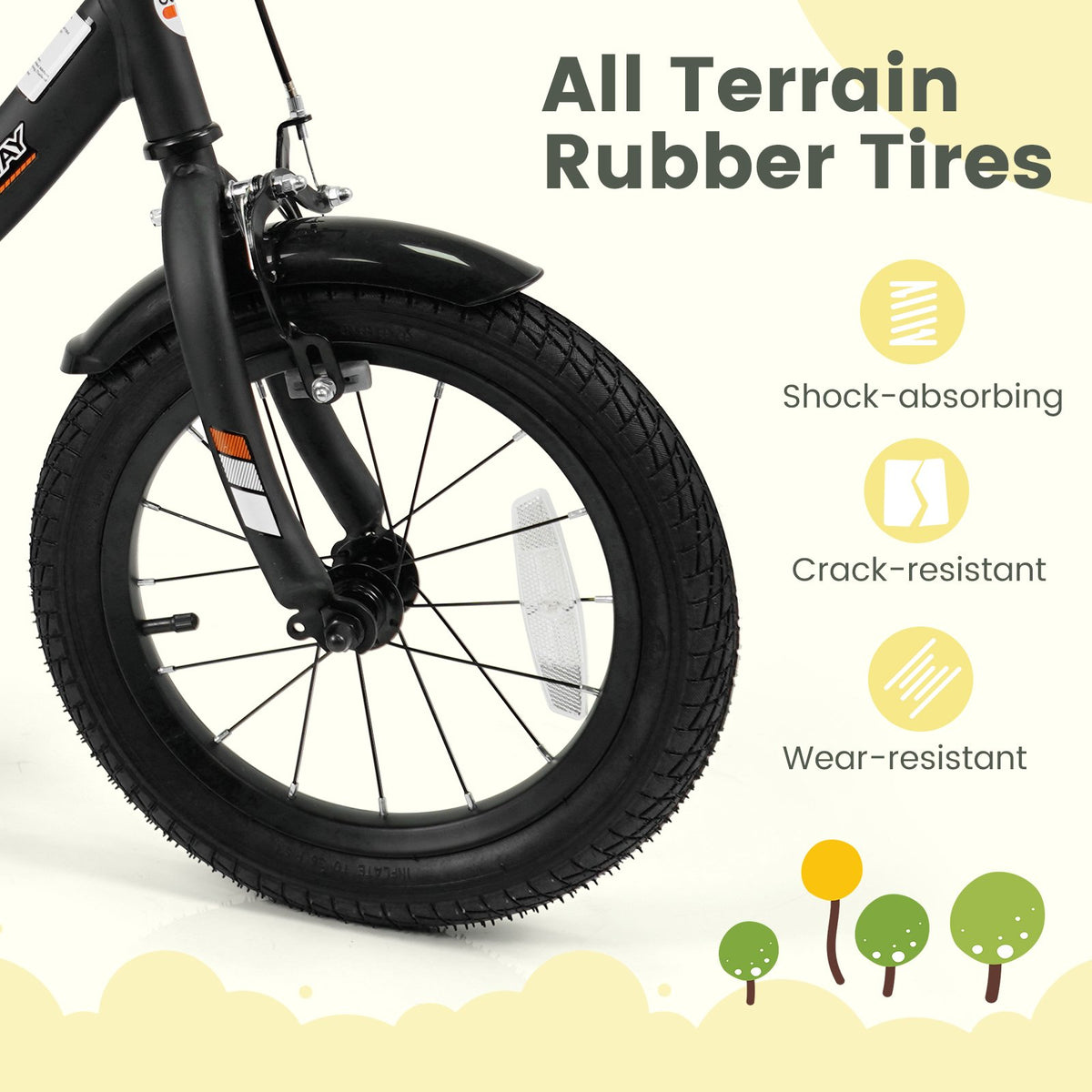 12/14/16/18 Inches Kids Bike with Removable Training Wheels and Adjustable Seatfor 3-8 Years Old Black-14 inches view 8