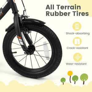 12/14/16/18 Inches Kids Bike with Removable Training Wheels and Adjustable Seatfor 3-8 Years Old Black-14 inches view 8