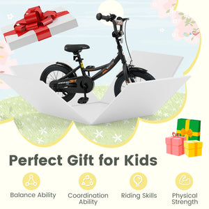 12/14/16/18 Inches Kids Bike with Removable Training Wheels and Adjustable Seatfor 3-8 Years Old Black-14 inches view 9