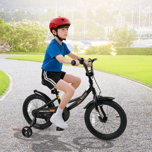 12/14/16/18 Inches Kids Bike with Removable Training Wheels and Adjustable Seatfor 3-8 Years Old Black-16 inches view 2
