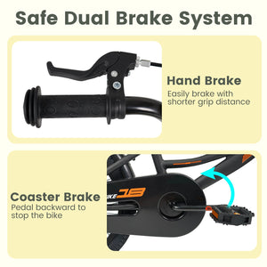 12/14/16/18 Inches Kids Bike with Removable Training Wheels and Adjustable Seatfor 3-8 Years Old Black-18 inches view 5