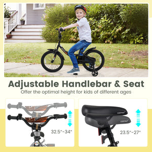 12/14/16/18 Inches Kids Bike with Removable Training Wheels and Adjustable Seatfor 3-8 Years Old Black-18 inches view 6