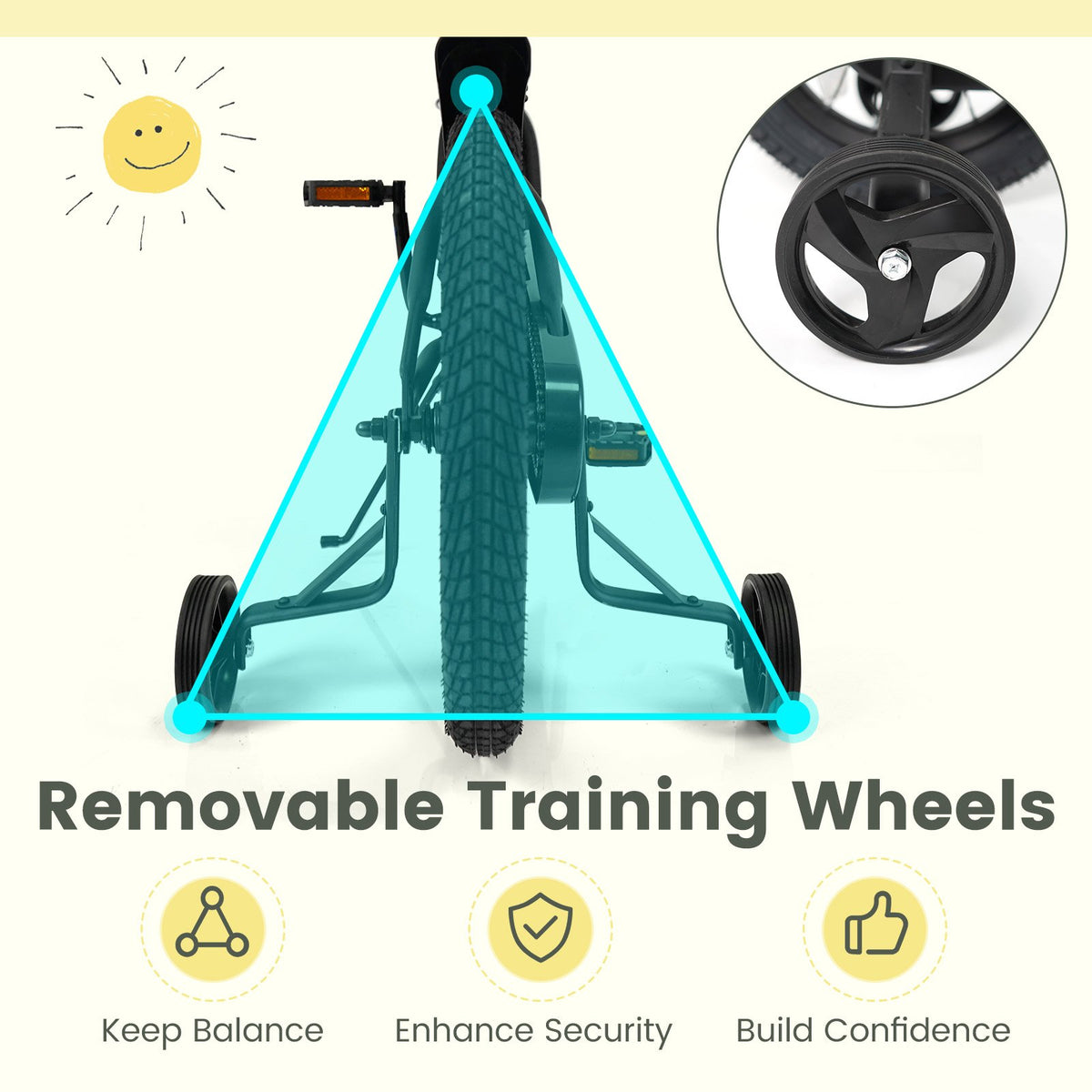 12/14/16/18 Inches Kids Bike with Removable Training Wheels and Adjustable Seatfor 3-8 Years Old Black-18 inches view 7