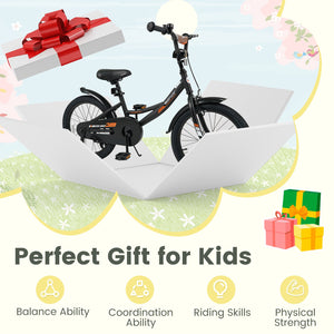 12/14/16/18 Inches Kids Bike with Removable Training Wheels and Adjustable Seatfor 3-8 Years Old Black-18 inches view 9