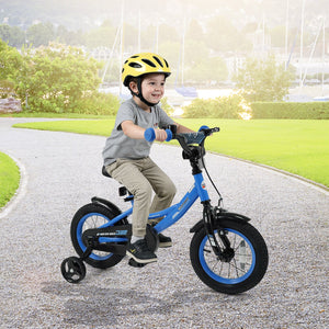 12/14/16/18 Inches Kids Bike with Removable Training Wheels and Adjustable Seatfor 3-8 Years Old Navy-12 inches view 2
