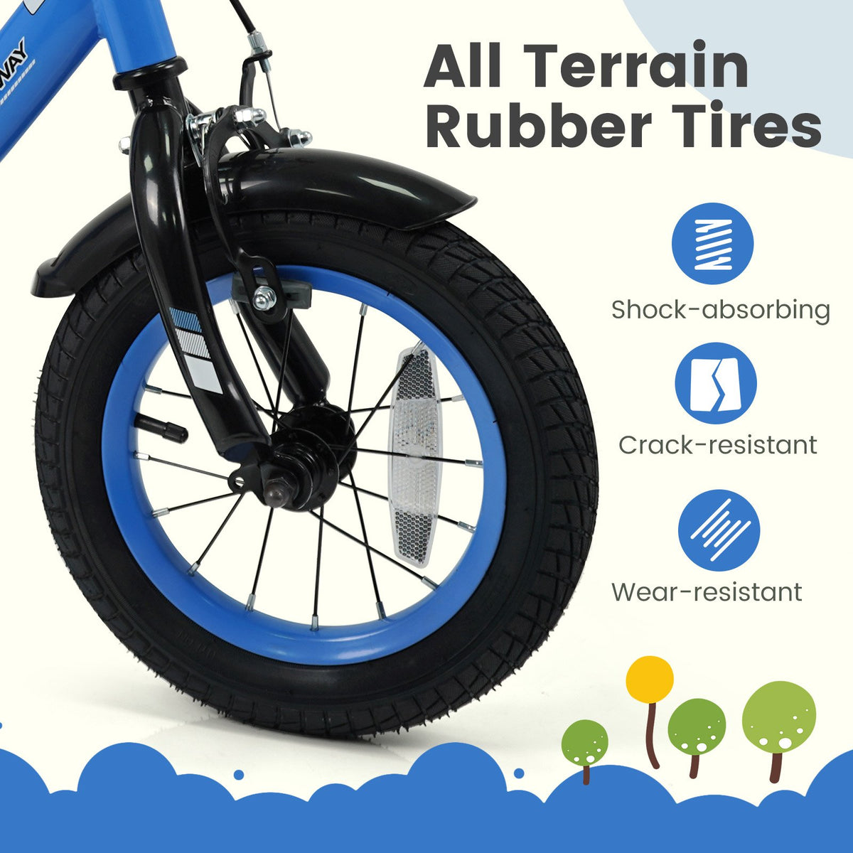 12/14/16/18 Inches Kids Bike with Removable Training Wheels and Adjustable Seatfor 3-8 Years Old Navy-12 inches view 8