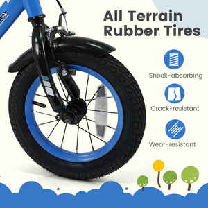 12/14/16/18 Inches Kids Bike with Removable Training Wheels and Adjustable Seatfor 3-8 Years Old Navy-12 inches view 8
