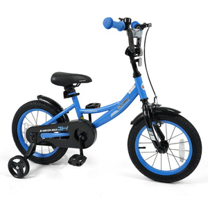 12/14/16/18 Inches Kids Bike with Removable Training Wheels and Adjustable Seatfor 3-8 Years Old Navy-14 inches
