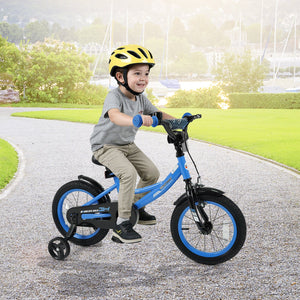 12/14/16/18 Inches Kids Bike with Removable Training Wheels and Adjustable Seatfor 3-8 Years Old Navy-14 inches view 2