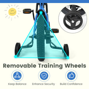 12/14/16/18 Inches Kids Bike with Removable Training Wheels and Adjustable Seatfor 3-8 Years Old Navy-14 inches view 7