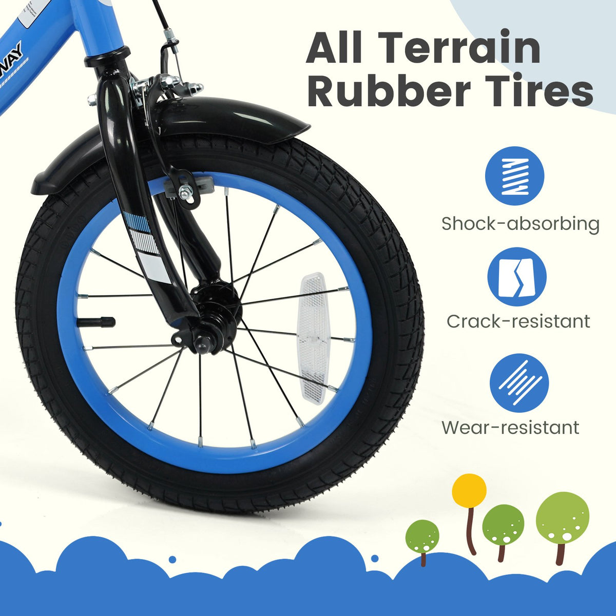 12/14/16/18 Inches Kids Bike with Removable Training Wheels and Adjustable Seatfor 3-8 Years Old Navy-14 inches view 8