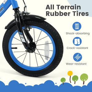 12/14/16/18 Inches Kids Bike with Removable Training Wheels and Adjustable Seatfor 3-8 Years Old Navy-14 inches view 8