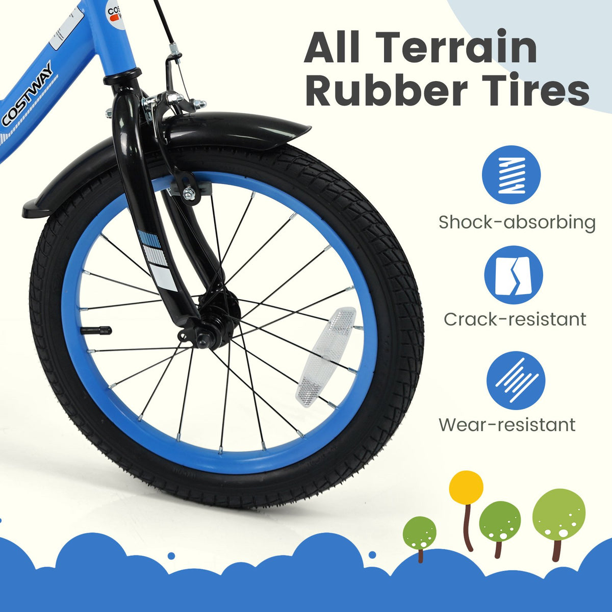 12/14/16/18 Inches Kids Bike with Removable Training Wheels and Adjustable Seatfor 3-8 Years Old Navy-16 inches view 8