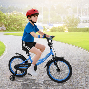 12/14/16/18 Inches Kids Bike with Removable Training Wheels and Adjustable Seatfor 3-8 Years Old Navy-18 inches view 2