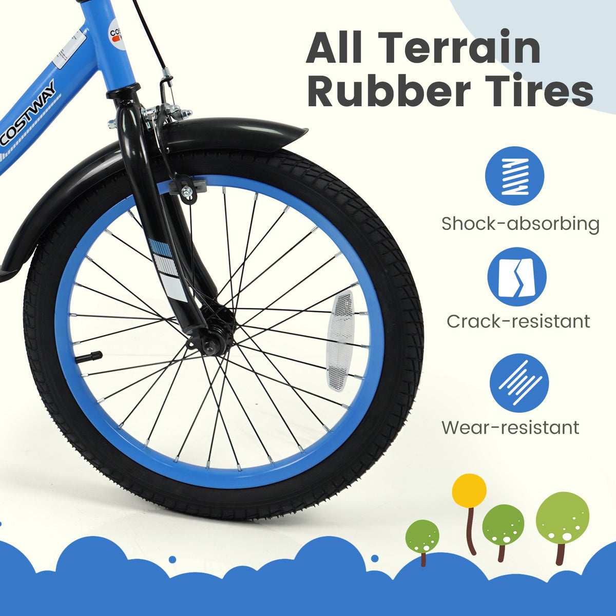 12/14/16/18 Inches Kids Bike with Removable Training Wheels and Adjustable Seatfor 3-8 Years Old Navy-18 inches view 8