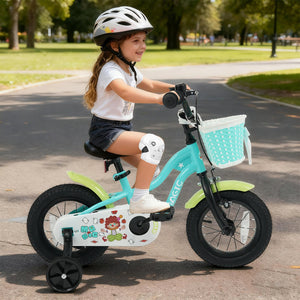 12/14/16 Inch Kids Bike with Training Wheels and Basket Green Color-12 view 2