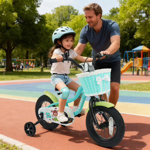 12/14/16 Inch Kids Bike with Training Wheels and Basket Green Color-12 view 3