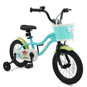 12/14/16 Inch Kids Bike with Training Wheels and Basket Green Color-14