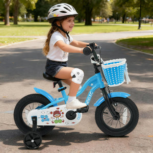 12/14/16 Inch Kids Bike with Training Wheels and Basket Navy Color-12 view 2