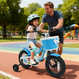 12/14/16 Inch Kids Bike with Training Wheels and Basket Navy Color-12 view 3