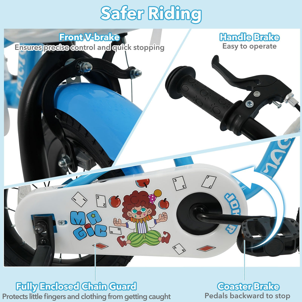 12/14/16 Inch Kids Bike with Training Wheels and Basket Navy Color-12 view 5