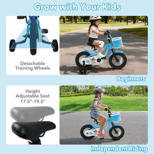 12/14/16 Inch Kids Bike with Training Wheels and Basket Navy Color-12 view 6