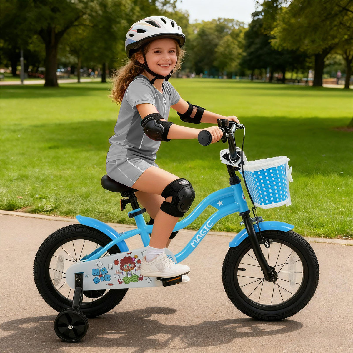 12/14/16 Inch Kids Bike with Training Wheels and Basket Navy Color-14 view 2