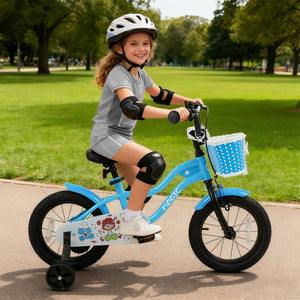 12/14/16 Inch Kids Bike with Training Wheels and Basket Navy Color-14 view 2