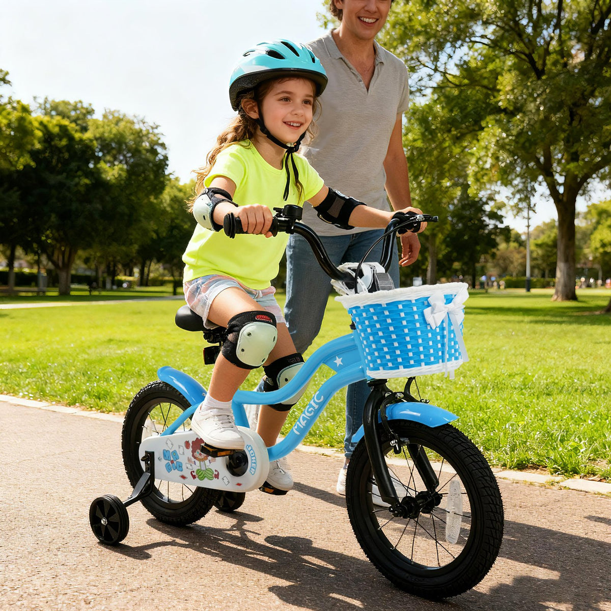 12/14/16 Inch Kids Bike with Training Wheels and Basket Navy Color-14 view 3