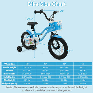 12/14/16 Inch Kids Bike with Training Wheels and Basket Navy Color-14 view 4